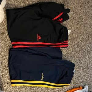 Adidas Black and Navy Pants and  Red and Yellow Stripes pants Lot size 7
